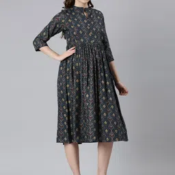 THE MAMA KLUB Printed Fit & Flare Maternity Dresses image 3