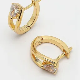 Scintillare By Sukkhi Gold Plated Cubic Zirconia Studded Teardrop Shaped Hoop Earrings image 4
