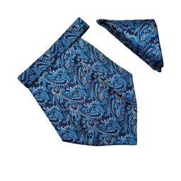 VOICI Men Blue Woven Microfiber Paisley Design Cravats & Pocket Square-picture-34