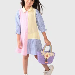 BONKIDS Women Striped Cotton Shirt Dress-picture-10