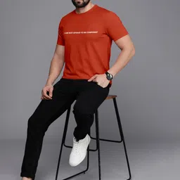 Mast & Harbour Men Typography Printed Round Neck Cotton T-shirt image 4