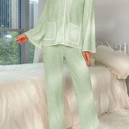 DressBerry Women Lapel Collar Long Sleeves Night suit-picture-41