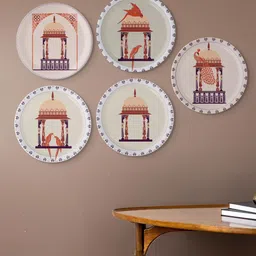nestroots White & Red Harmony of Nature Printed Metal Wall Plates-image-96