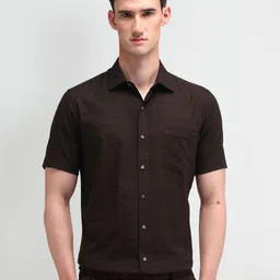 Arrow Men Classic Spread Collar Windowpane Checked Cotton Formal Shirt-picture-19