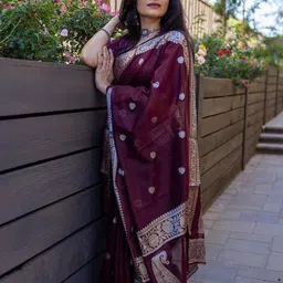 Parampara Ethnic Pure Silk Embroderid Saree With Blouse image 4