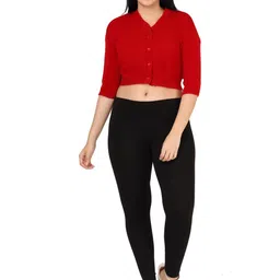 FEMULA Women V-Neck Half Sleeves Regular Fit Woolen Blouse Top image 2