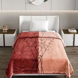 Monte Carlo Brown & Black Floral Printed 950 GSM Heavy Winter Single Bed Blanket image 2