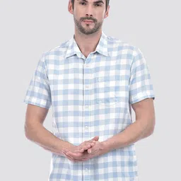 Numero Uno Men Spread Collar Gingham Checks Printed Cotton Casual Shirt-picture-12