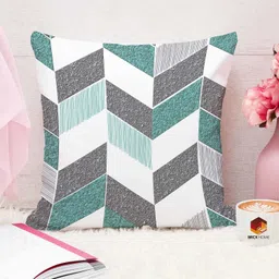 STITCHNEST Grey & Teal Set of 5 Geometric Square Cushion Covers image 2