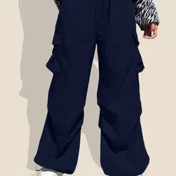 CORSICA Women Relaxed Loose Fit High-Rise Cargos Trousers-image-37