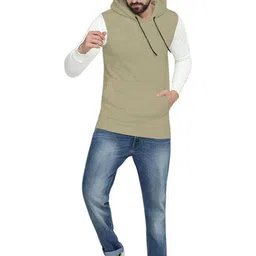 BEYOU FASHION Men Colourblocked Hooded Sweatshirt image 3