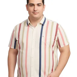 BULLMER Striped Spread Collar Cotton Shirt-image-3