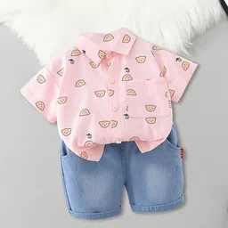 FOREVER FRIDAY Boys Printed Shirt Collar Pure Cotton Shirt with Shorts-picture-57