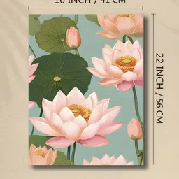 Art Street Blue & Pink Single Piece Canvas Floral and Botanical Wall Paintings image 5