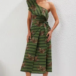 Trendyol Printed Pure Cotton One Shoulder Top With Skirt Co-Ords-image-75