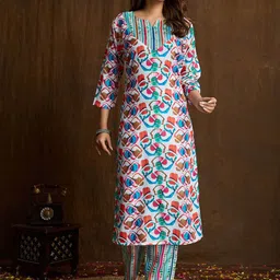 Women Basket Women Printed Regular Pure Cotton Kurta with Trousers-picture-27