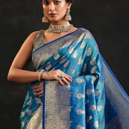 Libas Ethnic Motifs Woven Design Zari Saree image 5