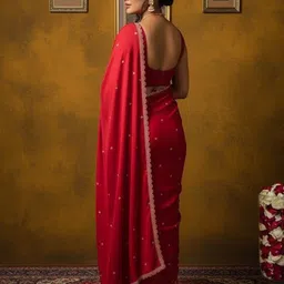 krisha fashion Embellished Zari Poly Georgette Saree image 3