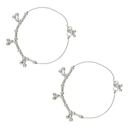 TEEJH Silver-Plated Artificial Beaded Anklets image 2