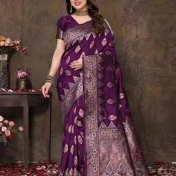 KALINI Ethnic Motifs Woven Design Zari Banarasi Saree-image-38