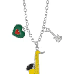 DZINETRENDZ Silver-Plated Brass Circular Pendants with Chains image 4