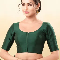 VAMAS - THE DESIGNER BLOUSES Women Round Neck Padded Saree Blouse-image-70
