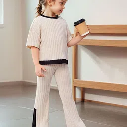 INCLUD Girls Self Design T-shirt With Trousers image 5