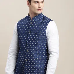 Turtle Floral Printed Pure Cotton Nehru Jackets image 2