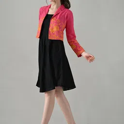 HERE&NOW Embroidered Ethnic Dresses With Jacket image 5