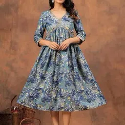 PARTH SY FASHION Women Blue Blended Straight Kurtas-picture-12