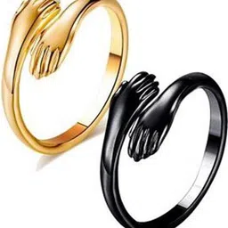 J.S ENTERPRISES Set Of 2 Unisex Stainless Steel Hug Design Finger Rings-image-18