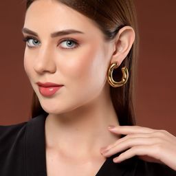 PANASH Gold-Plated Contemporary Half Hoop Earrings-picture-39