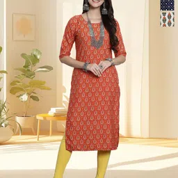 HERE&NOW Women Pack of 3 Ethnic Motifs Printed Daily Straight Kurtas-picture-32