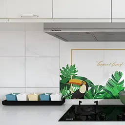 INDIAN ROYALS White & Green Printed Leaves Design Waterproof Wall Sticker-image-33