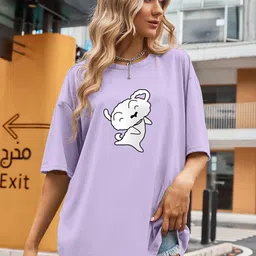 TOGS & TERRE Women Graphic Printed Round Neck Organic Cotton Oversized T-shirt-picture-40