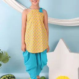 Sangria Girls Floral Printed Pure Cotton Kurti & Dhoti Pant Set-picture-32