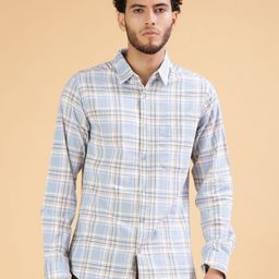 V-Mart Tartan Checked Spread Collar Cotton Shirt-picture-4
