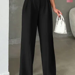 CILIMILI Women Pack Of 2 Relaxed Straight Leg High-Rise Non Iron Regular Trousers-image-48