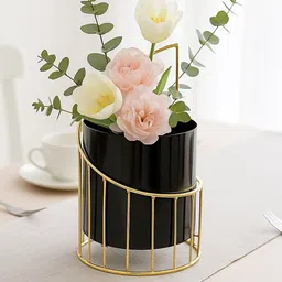 MARKET99 Golden & Black Gloria Design Plant Pot with Stand image 2