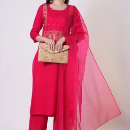Anni Designer Floral Embroidered Sequinned Straight Kurta With Palazzos & Dupatta-picture-28
