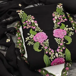 BlissFlair Embroidered Art Silk Unstitched Dress Material image 3