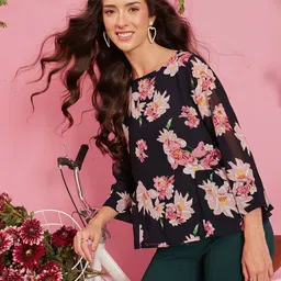 QUIERO Women Floral Printed Georgette Top-picture-23