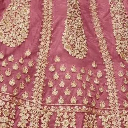 ODETTE Embroidered Thread Work Net Semi-Stitched Lehenga & Unstitched Blouse With Dupatta image 2