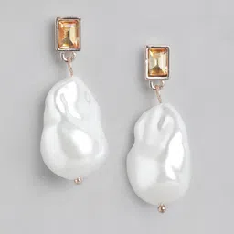 Forever New Rose Parker Organic Pearl & Stone Gold-Plated Teardrop Shaped Drop Earrings image 1