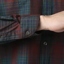 Van Heusen Sport Checked Spread Collar Slim Fit Cotton Casual Shirt image 5