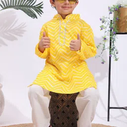 Cutiekins Boys Abstract Printed Mandarin Collar Straight Kurta With Pyjamas image 2