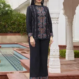 Anouk Women Black Embroidered Shirt & Trousers Co-Ord Set-picture-38