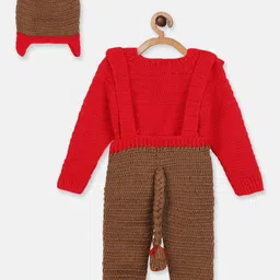 CHUTPUT Self Design Dungaree with Sweater & Cap image 2