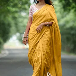Anouk Solid Pure Cotton Khadi Saree image 1
