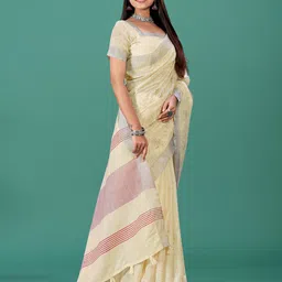 NEGRONI Floral Embroidered Pure Linen Saree image 2